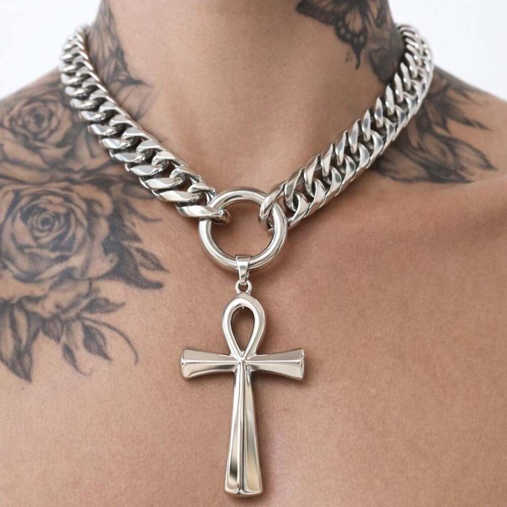 Silver Ankh Cross Necklace 16 Inch 9 Ad 7